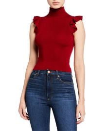 Alice   Olivia Lamara Turtleneck Tank with Ruffles at Neiman Marcus